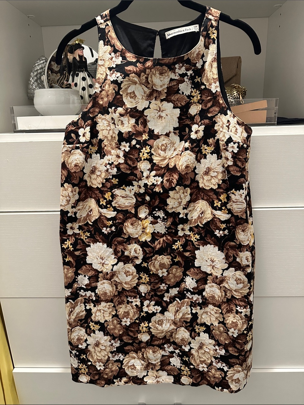 Abercrombie & Fitch Brown and Cream floral linen Mini sheath Dress